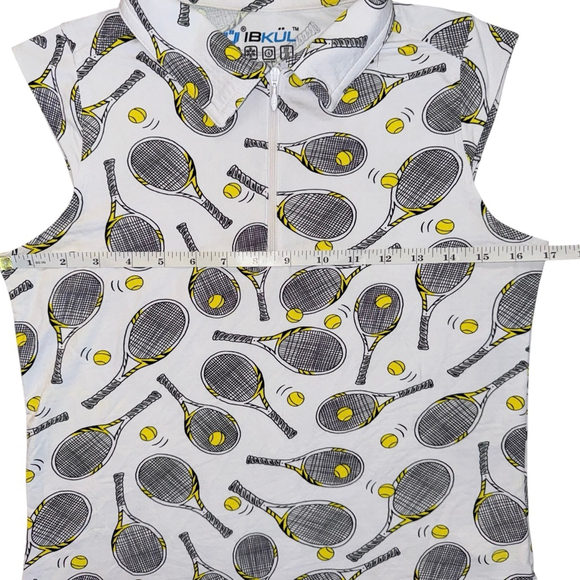 IBKUL Sleeveless 1/4 zip Polo Shirt Small activewear tennis cooling UPF 50 - Picture 3 of 7